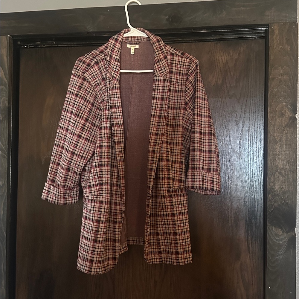 Plaid Open-Front Jacket